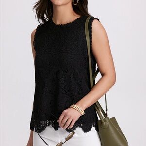 Never Worn! Laura Black Sleeveless Crochet Lace Scalloped Edge Blouse